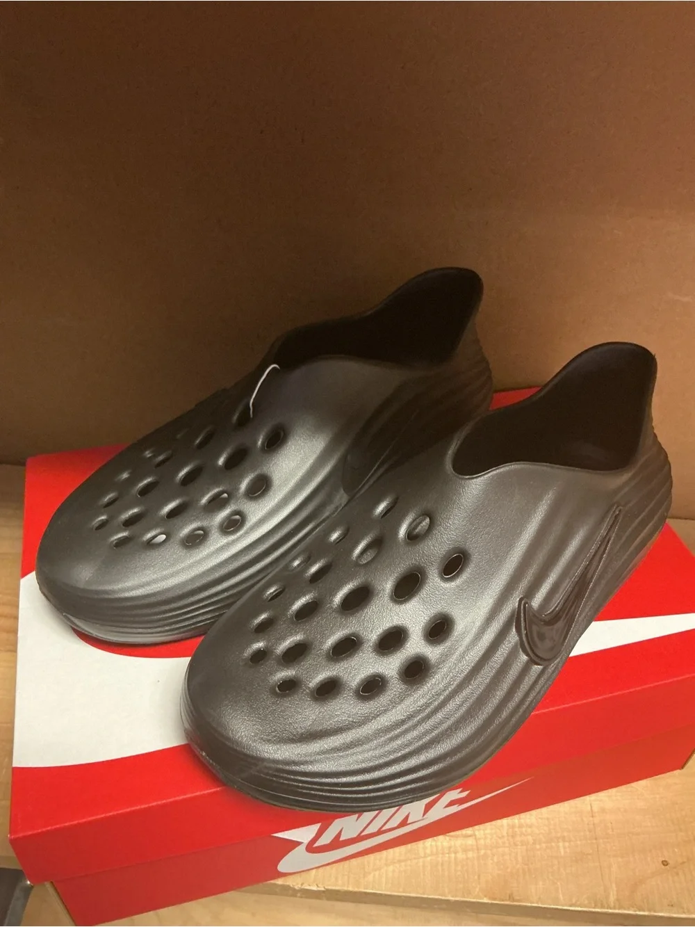 Nike Men’s Black Foam Slip-On Clog with Perforated Upper